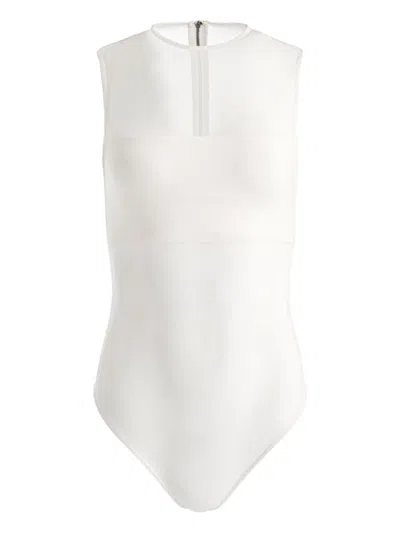 Alice And Olivia Mesh-panelled Bodysuit In White