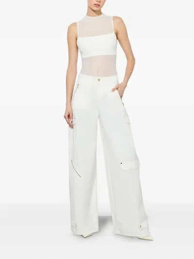 Alice And Olivia Mesh-panelled Bodysuit In White