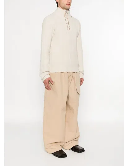 Marni Mens Soft Beige Mended Turtleneck Wool And Cashmere Jumper In Neutral