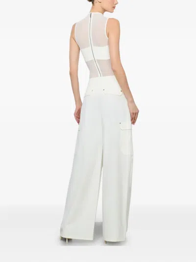 Alice And Olivia Mesh-panelled Bodysuit In White