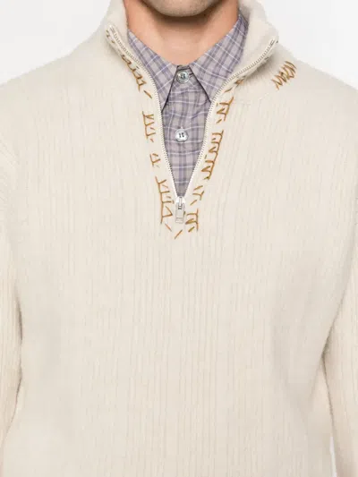 Marni Mens Soft Beige Mended Turtleneck Wool And Cashmere Jumper In Neutral