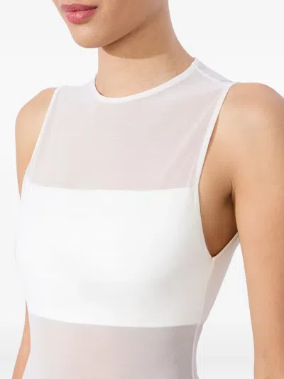 Alice And Olivia Mesh-panelled Bodysuit In White