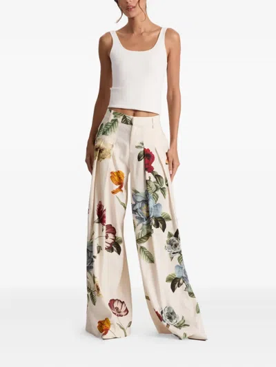 Alice And Olivia Blaire Provence Floral Pleated Pants In Multi