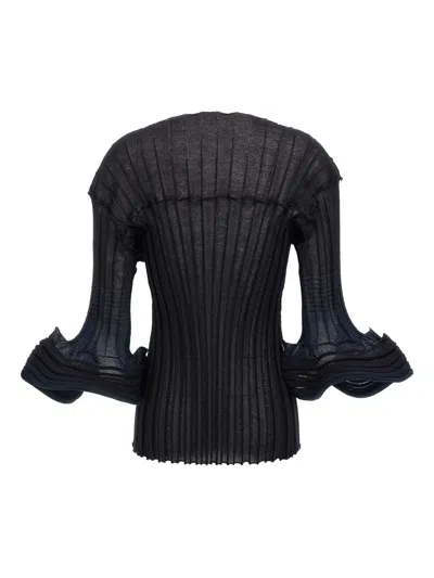 Issey Miyake Blue Asagao Top In Black