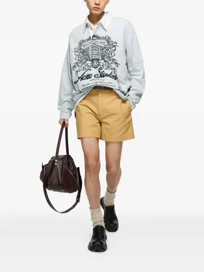 Acne Studios Logo-patch Shorts In Neutral