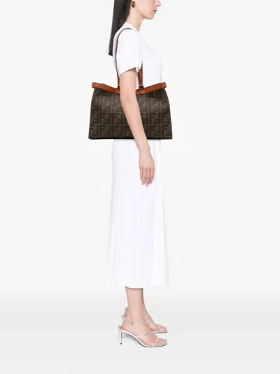 Pre-owned Fendi 2000-2010 Zucca Embroidered Canvas Peekaboo X Tote Satchel