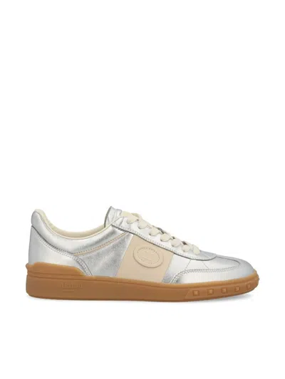 Valentino Garavani Women Gold Laminated Calfskin Upvillage Sneakers In Neutral
