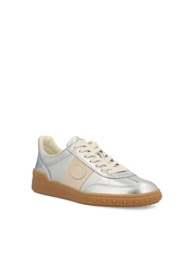 Valentino Garavani Women Gold Laminated Calfskin Upvillage Sneakers In Neutral