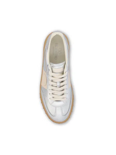 Valentino Garavani Women Gold Laminated Calfskin Upvillage Sneakers In Neutral