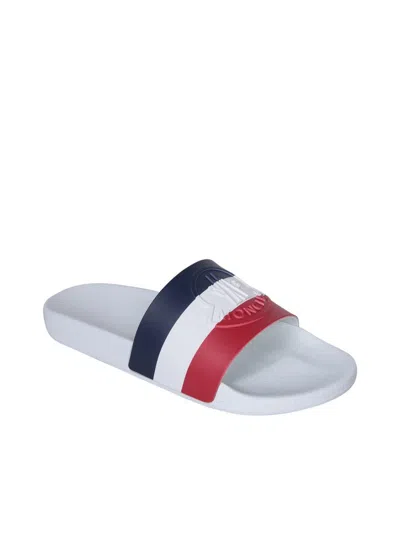 Moncler Basile Embossed Sliders In White