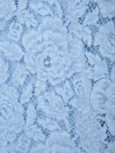 Dolce & Gabbana Light Blue Sleeveless A Line Dress In Floral Dg Lace Woman