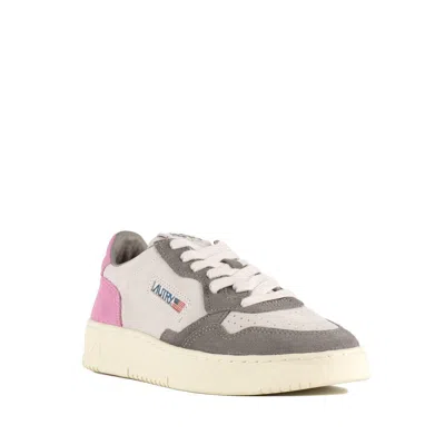 Autry Medalist Low Tricolor Suede Sneakers Pink And Slate Color