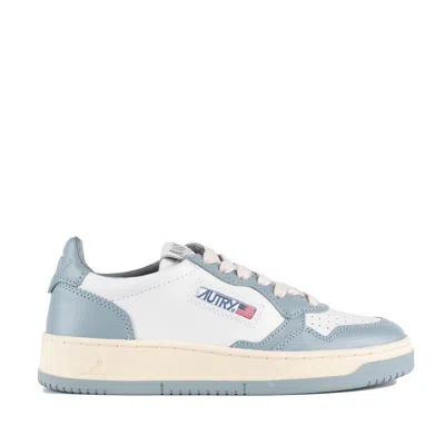 Autry Medalist Low Two-tone White And Silver Blue Leather Sneakers