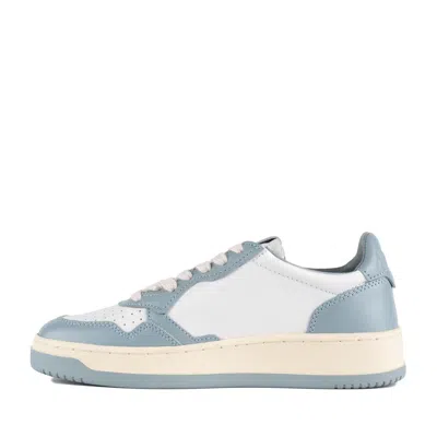 Autry Medalist Low Two-tone White And Silver Blue Leather Sneakers