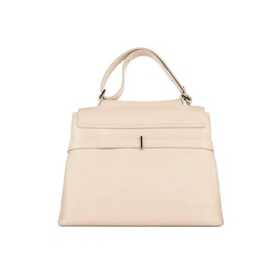 Orciani Sveva Sense Medium Leather Shoulder Bag With White Water Shoulder Strap