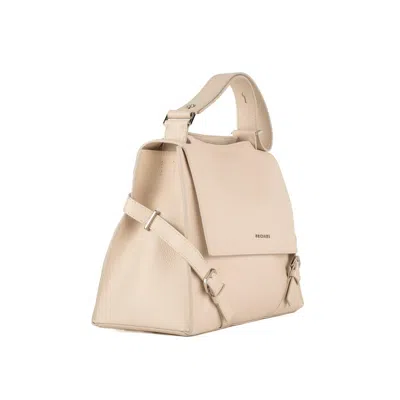 Orciani Sveva Sense Medium Leather Shoulder Bag With White Water Shoulder Strap