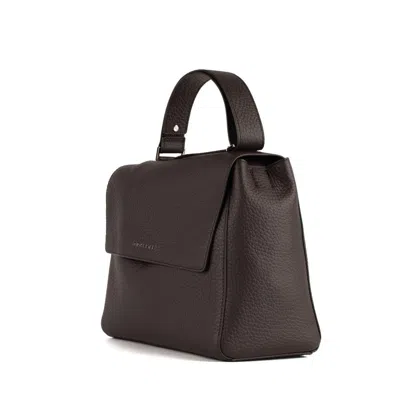 Orciani Sveva Soft Medium Leather Shoulder Bag With Dark Brown Shoulder Strap