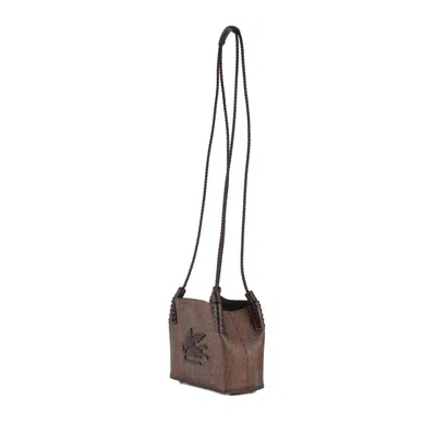 Etro Arnica Xs Shoulder Bag In Signature Brown Canvas