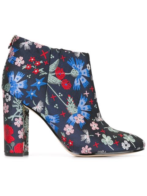 Sam Edelman Campbell Floral Jacquard Block Heel Booties In Grey Multi ...