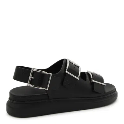 Alexander Mcqueen Black Slide Sandals With Embossed Logo In Leather Man