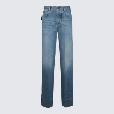 Bottega Veneta Mid Blue Cotton Pants In Blue