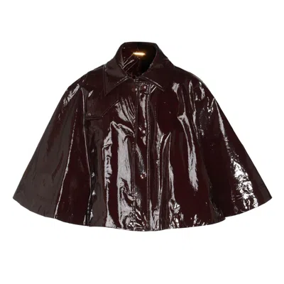 Chloé Glossy Cape Silhouette Jacket In Brown