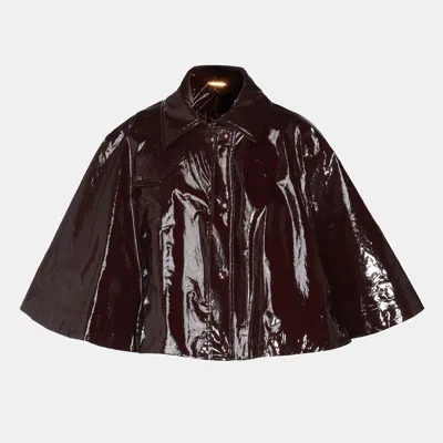 Chloé Glossy Cape Silhouette Jacket In Brown