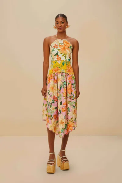 Farm Rio Active Guaragarden Euroflax Premium Linen Sleeveless Midi Dress