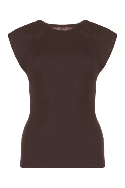 Philosophy Di Lorenzo Serafini Layered Boat Neck Blouse In Brown