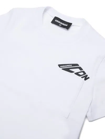 Dsquared2 T-shirt Cropped In Jersey Con Taschino In White