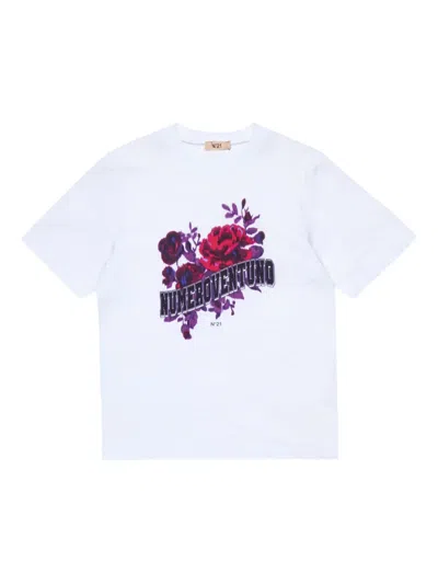N°21 Floral-print T-shirt In White
