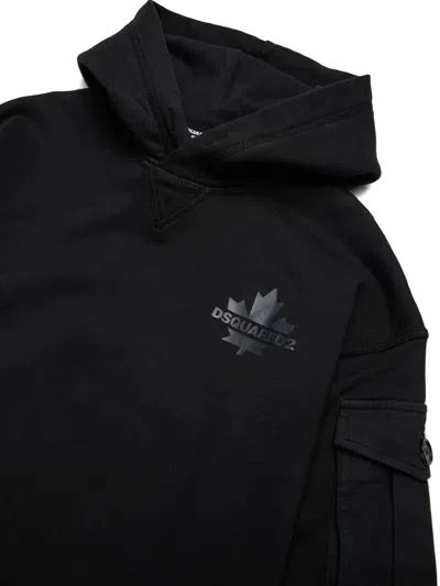 Dsquared2 Cotton Hoodie In Black