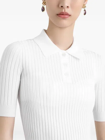 Dolce & Gabbana Ribbed Polo Top In White
