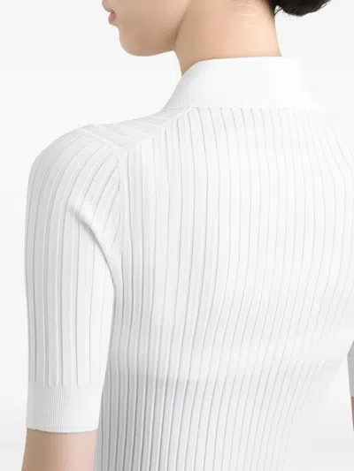 Dolce & Gabbana Ribbed Polo Top In White