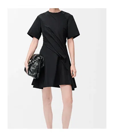 Loewe Mini Dress In Luxurious Polyester-silk Blend In Black