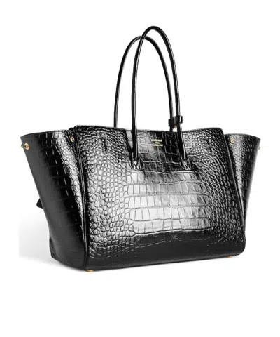 Balenciaga Medium Bel Air Carry All Croc Emobssed Leather Tote