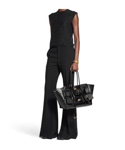 Balenciaga Medium Bel Air Carry All Croc Emobssed Leather Tote