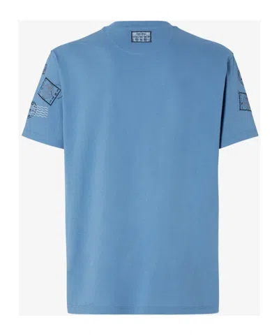 Fendi Stamp Embroidered Crewneck T-shirt In Blue