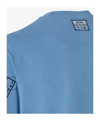 Fendi Stamp Embroidered Crewneck T-shirt In Blue