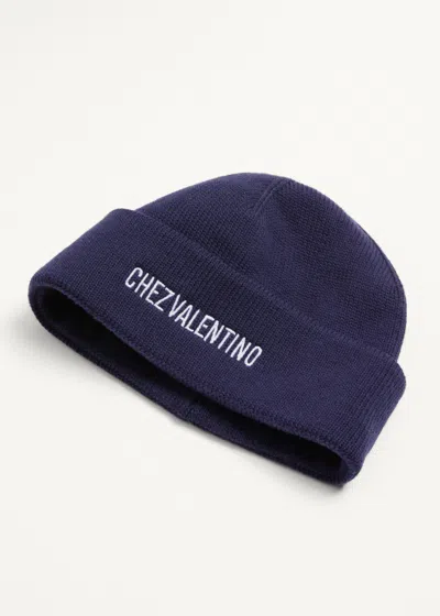 Valentino Cotton And Wool Blend Beanie With Turn-up Brim
