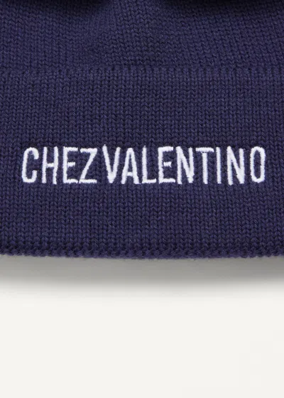 Valentino Cotton And Wool Blend Beanie With Turn-up Brim