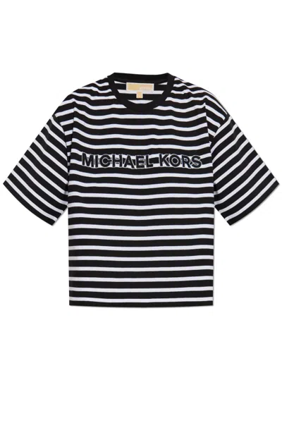 Michael Michael Kors Striped-pattern Logo-patch T-shirt