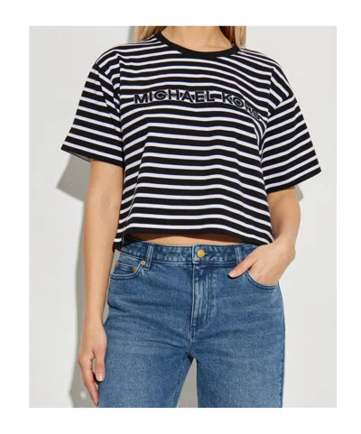 Michael Michael Kors Striped-pattern Logo-patch T-shirt