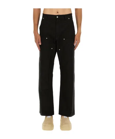 Mm6 Maison Margiela Black Jeans With Multi-pocket Design And Silver Rivets In Black