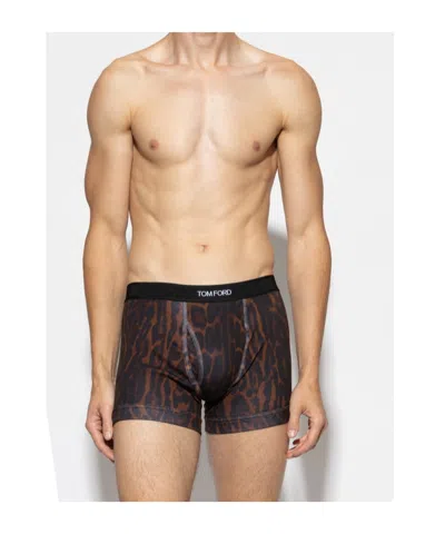 Tom Ford Leopard-print Boxers In Brown