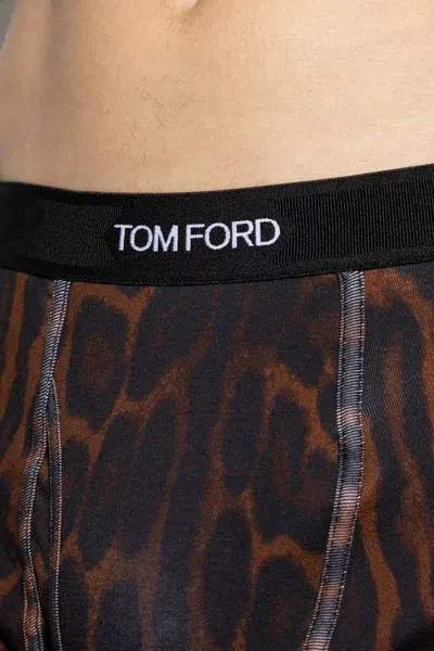 Tom Ford Leopard-print Boxers In Brown