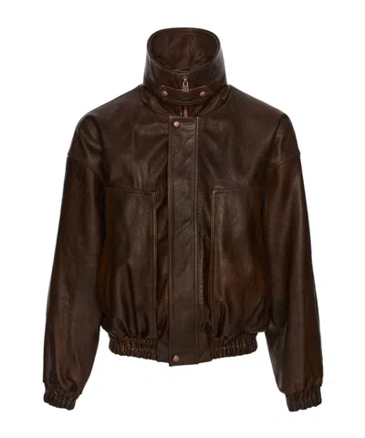 Magda Butrym Oversized High Neck Leather Jacket