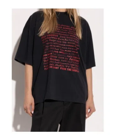 Vetements Text-print Short-sleeve T-shirt In Black