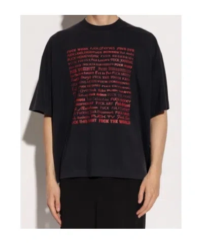 Vetements Text-print Short-sleeve T-shirt In Black