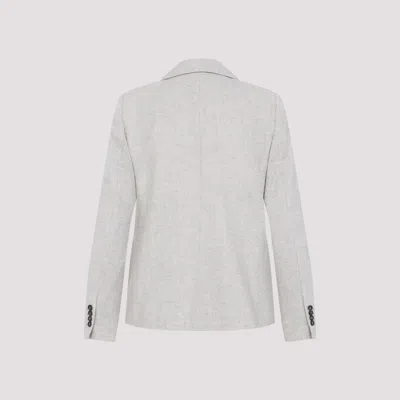 Brunello Cucinelli Double Breasted Wool And Cashmere Jacket In Neutral